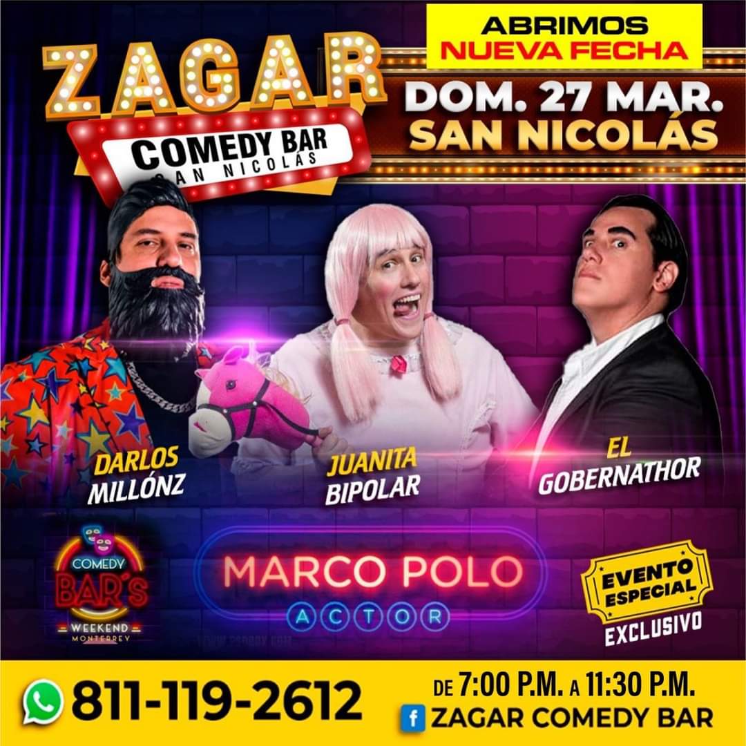samanthahayde1's tweet photo. Tenemos nuevas fechas para #ComedyBarsWeekend en

 #ZagarComedyBar 
📆 20 de Marzo Cumbres
📆 27 de Marzo San Nicolás

La venta de boletos ya está disponible, separen con tiempo por que son las últimas fechas. 

No te lo pierdas!!!.
@LordMarcoPolo @juanita_bipolar https://t.co/RTH9lefQC3