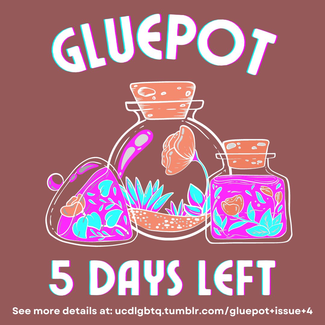 You have FIVE DAYS to submit any printable work you'd like to see in this year's Gluepot! More information - including information on where to send your submissions - available at the link in our bio!