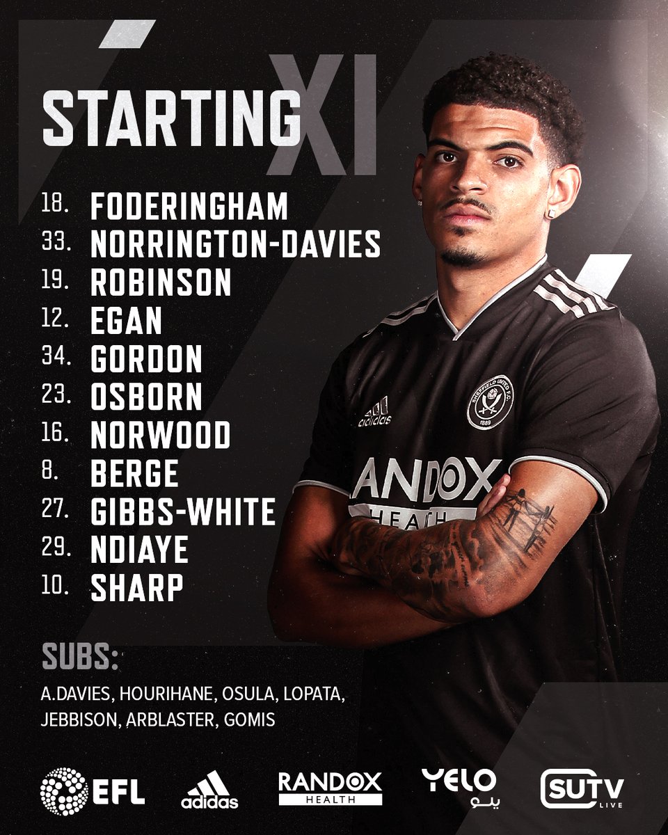 SheffieldUnited's tweet photo. One change for the Blades. 👊

Ndiaye replaces Hourihane while Osula and Gomis make the United bench. https://t.co/2WzzuciDkC