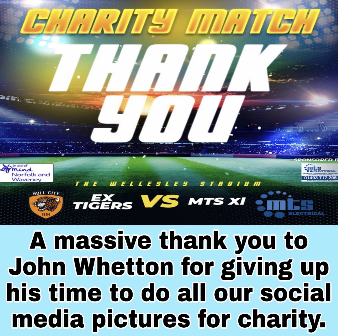 We'd like to send out a massive thank you to <a href="/johnowhetton/">johnowhetton.nft 🛸 (💙,🧡) 🔴✨</a> for doing all the graphics for the event free of charge 👏👏👏

<a href="/ex_tigers/">Ex-Tigers</a> 
<a href="/NorfolkMind/">Norfolk and Waveney Mind</a> 
<a href="/DWindass10/">Dean Windass</a> 

#footballfamily 
#Timetotalk 
#Norfolkmind