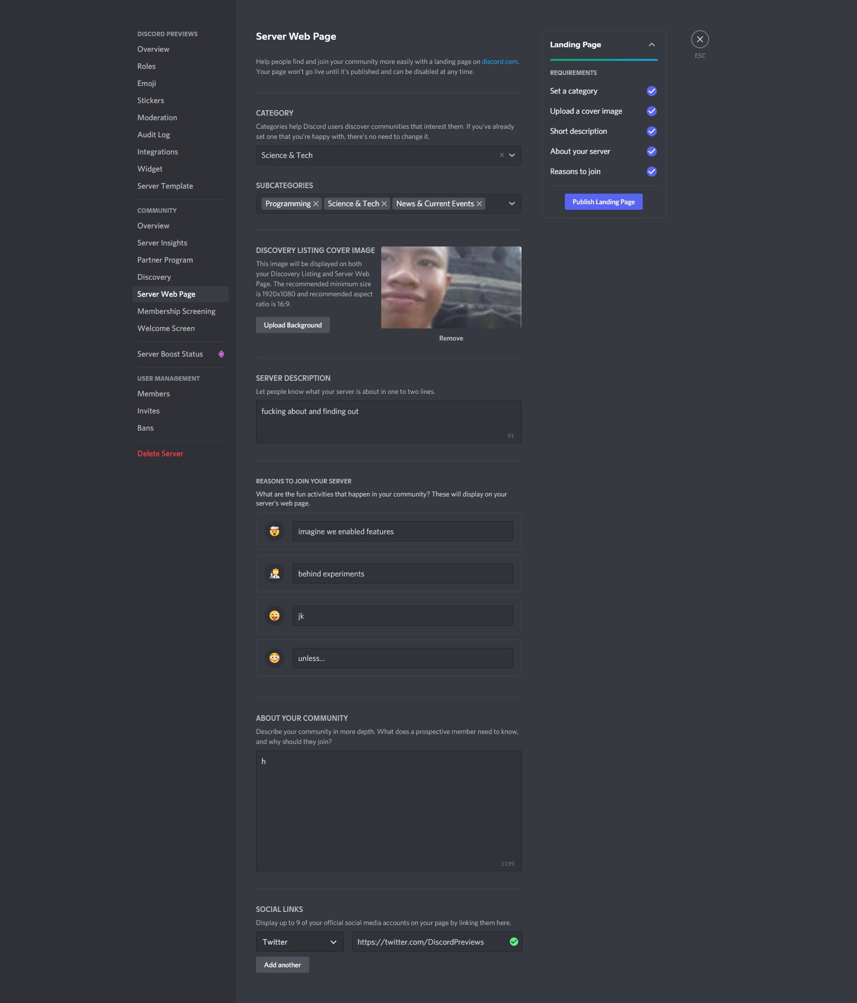 Server Integrations Page – Discord