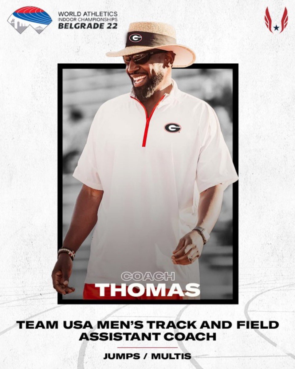 Congratulations to @CoachThomasJr who has been selected as the Men’s Assistant Jumps/Multis Coach for Team USA at the 2022 World Athletics Indoor Championships in Belgrade, Serbia. The meet will commence with the Pentathlon on Friday March 18th at 9:35AM(GMT)
