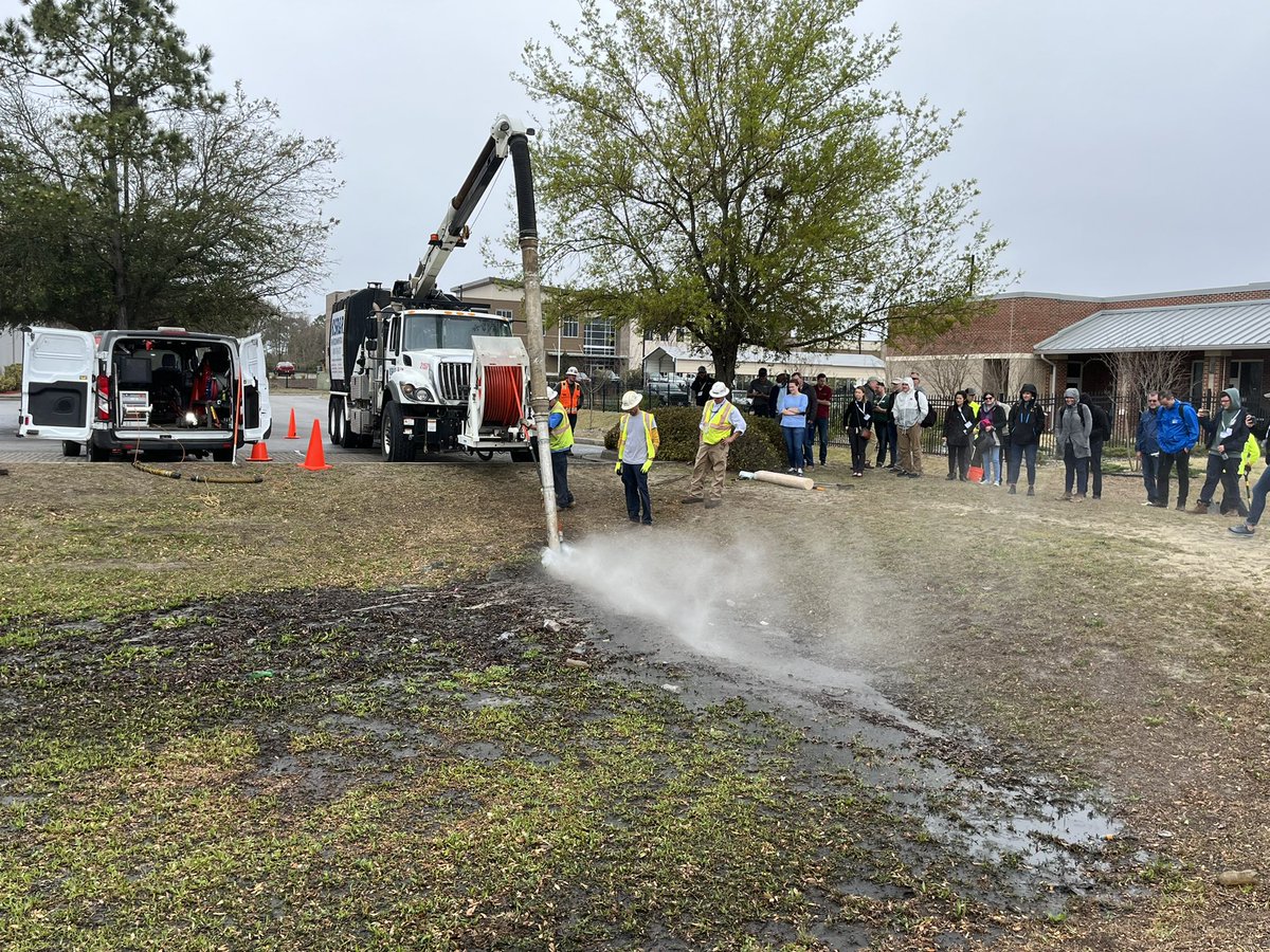 Storm_Doc's tweet photo. @ApexCos @gpradar & SR&R are demonstrating how to clean and inspect a sediment-clogged pipe at stop#2 of the #OMSW2022 tour. https://t.co/8N95HDnGeo