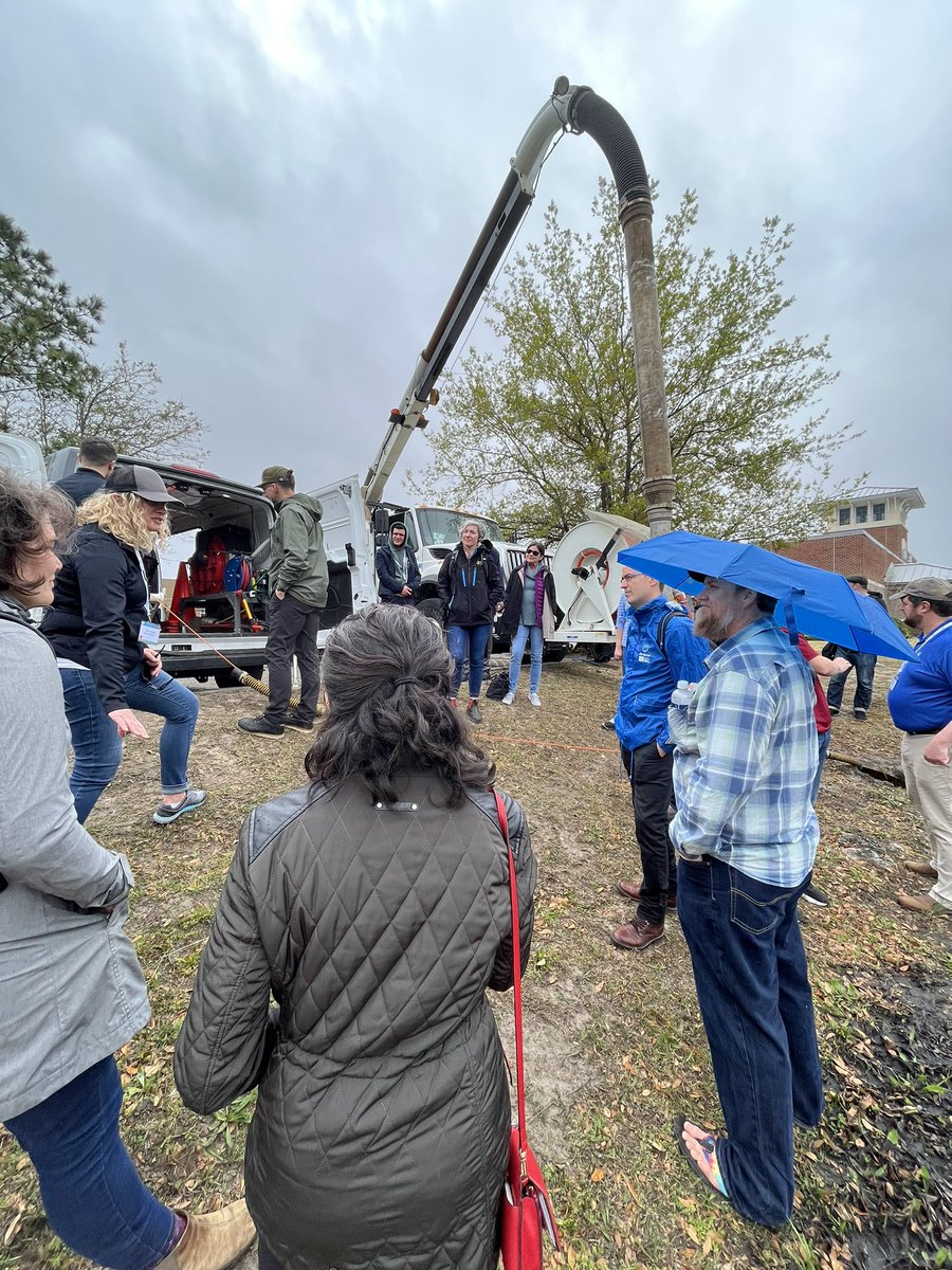 Storm_Doc's tweet photo. @ApexCos @gpradar & SR&R are demonstrating how to clean and inspect a sediment-clogged pipe at stop#2 of the #OMSW2022 tour. https://t.co/8N95HDnGeo