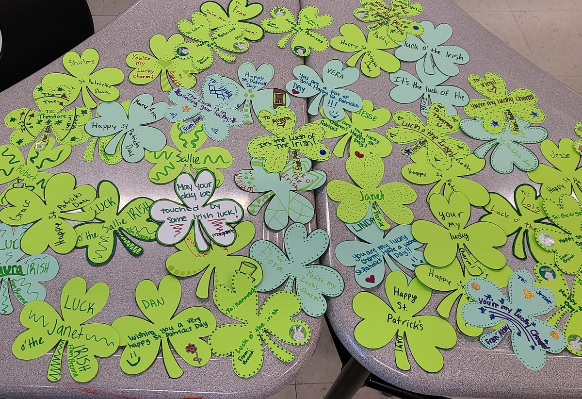 My E4 students finished up our final #PBL with some St. Patrick's Day cheer for the Sugar Creek/Arbors residents. #proud2br3 #tbhsela #StPatricksDay
