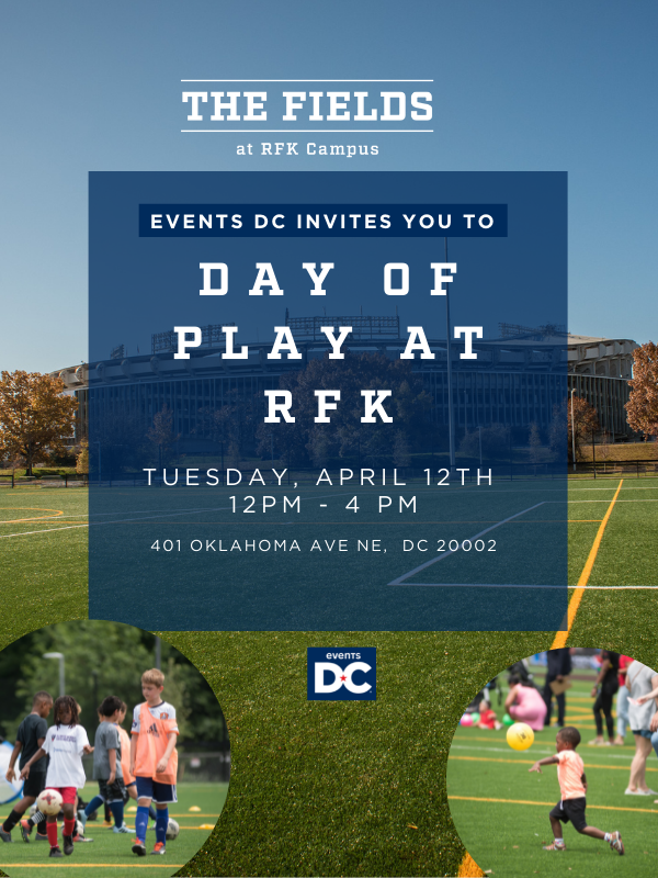 TheEventsDC's tweet photo. ⚽ SAVE THE DATE: APRIL 12! 

⚾  RFK DAY OF PLAY! 

📍 The Fields at RFK 

🔗  https://t.co/nbJ80MUzyM https://t.co/inOygrDPgS