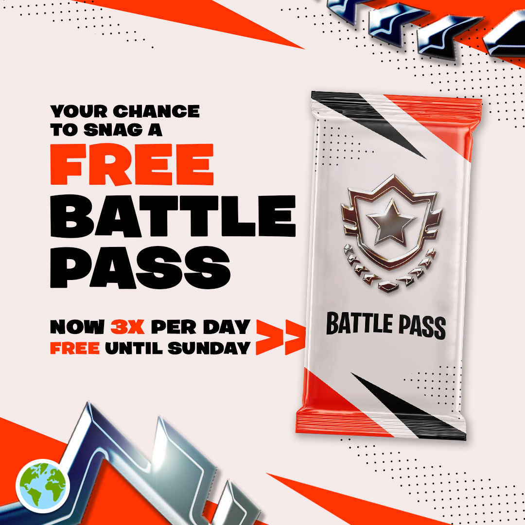 Want a free Battle Pass? 😏
Grab the Battle Pass Party LootPack now for your chance to get a Battle Pass for FREE! 😍🔥
The Pack is available three times per day and user until Sunday for 2,000 LootCoins.

 ▶ go.lootboy.app/start