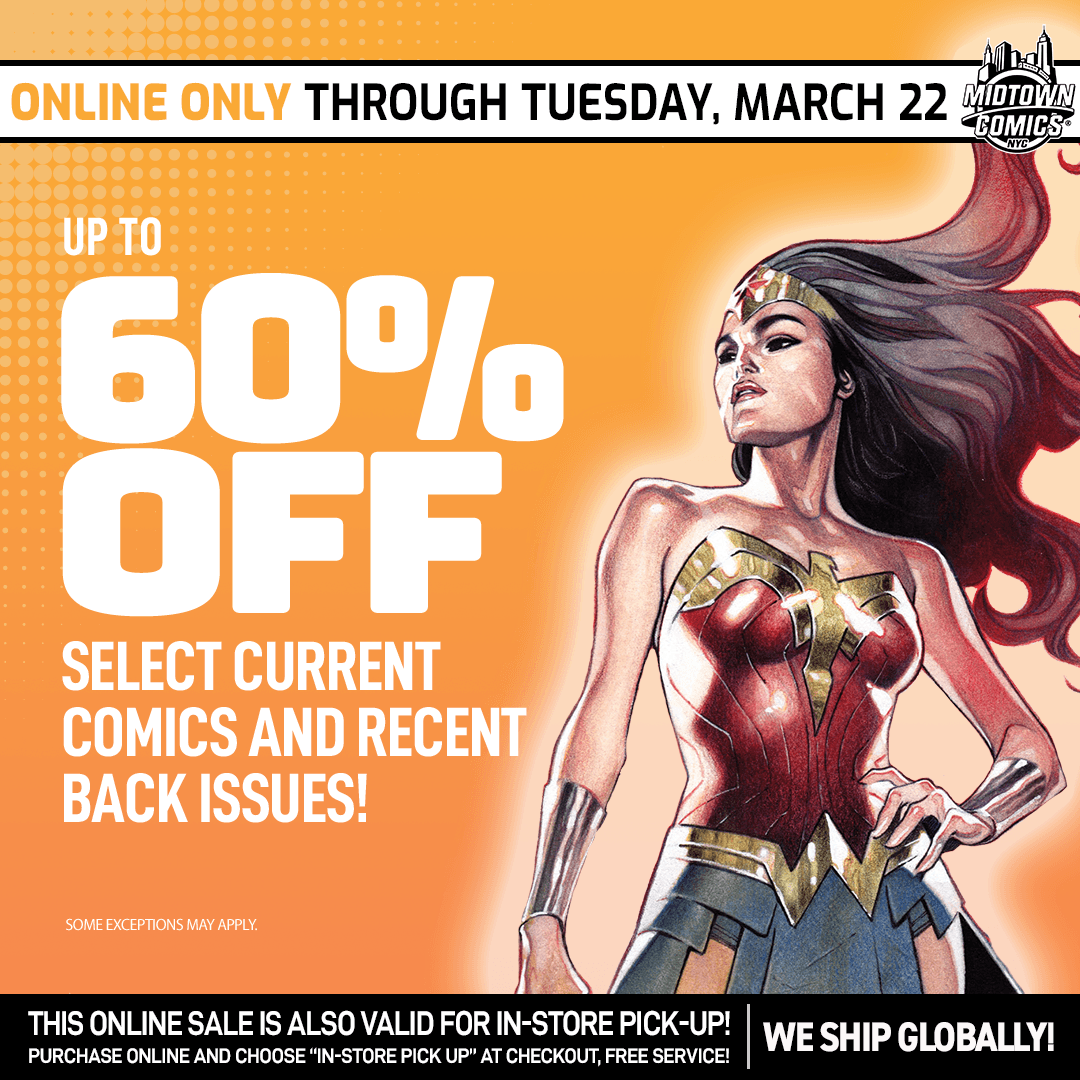 MidtownComics's tweet photo. This week ONLINE save up to 60% on #CurrentComics and recent #BackIssues at #MidtownComics !

🕚Time to pick up the #comicbooks and #goodreads that you may have missed through the winter months! From #Marvel #DC to #Image

👉Don't delay, grab them today: https://t.co/hzD7TWS1pY https://t.co/ysGLlJIGLo