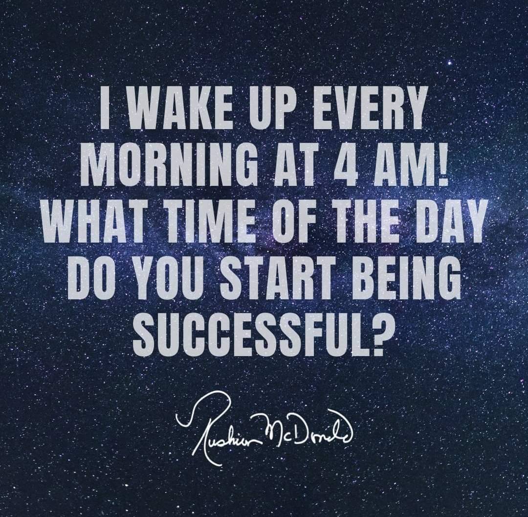 RushionMcDonald's tweet photo. Hey, big timers! I get up before the sun does 💪🏾
I wake up ready to WIN and continue to strive for greater success!
So tell me, What time do you get up in the morning?

#RushionsMcdonald #business #moneymakingconversations #wealth #wisdom #winning https://t.co/cSeP58lCpG