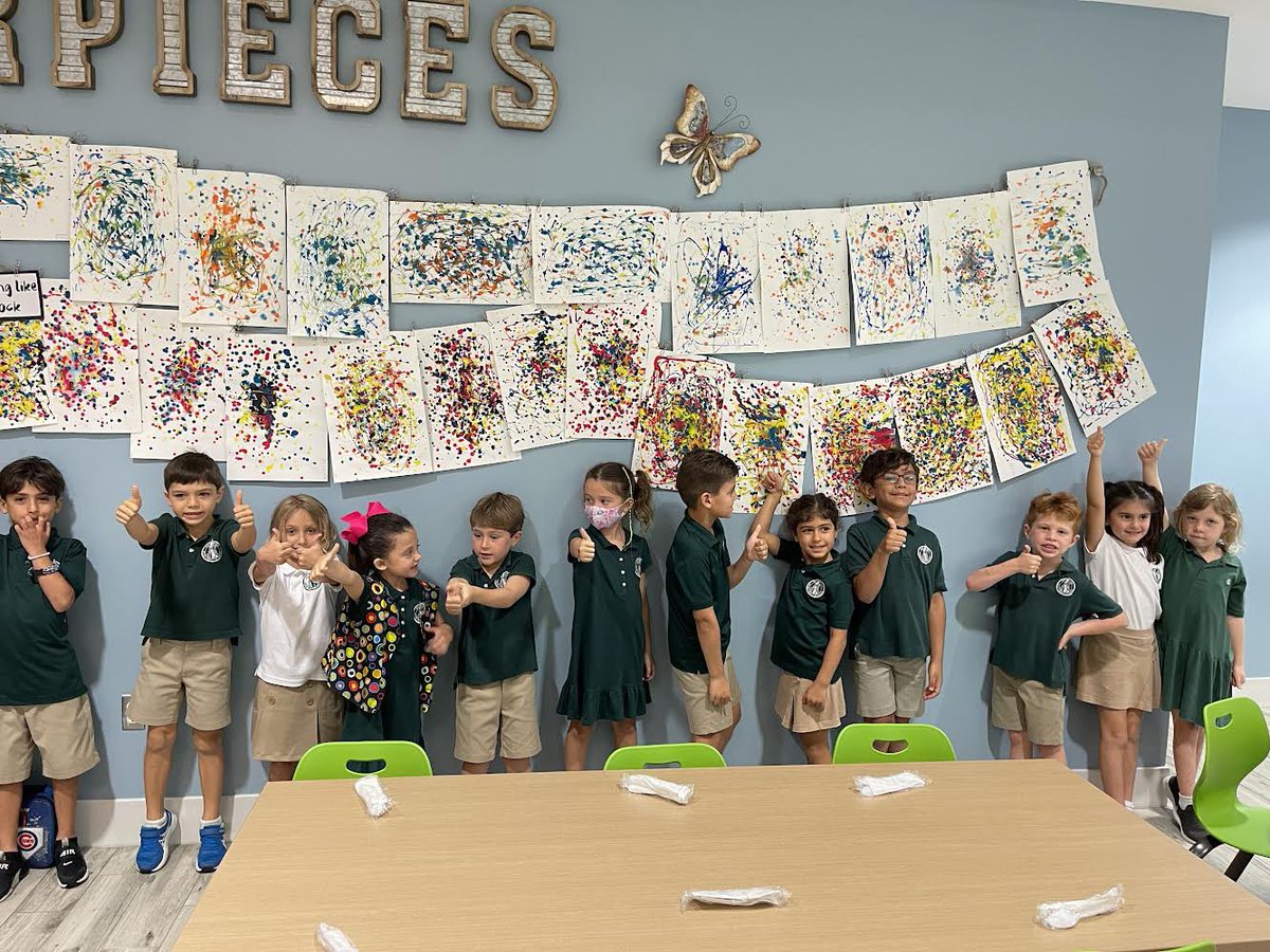 PineCrestArts's tweet image. #PCK artists proudly display their Jackson Pollock-inspired art work in the Nutter Family Dining Hall. #PCVisualArts #PCInspired