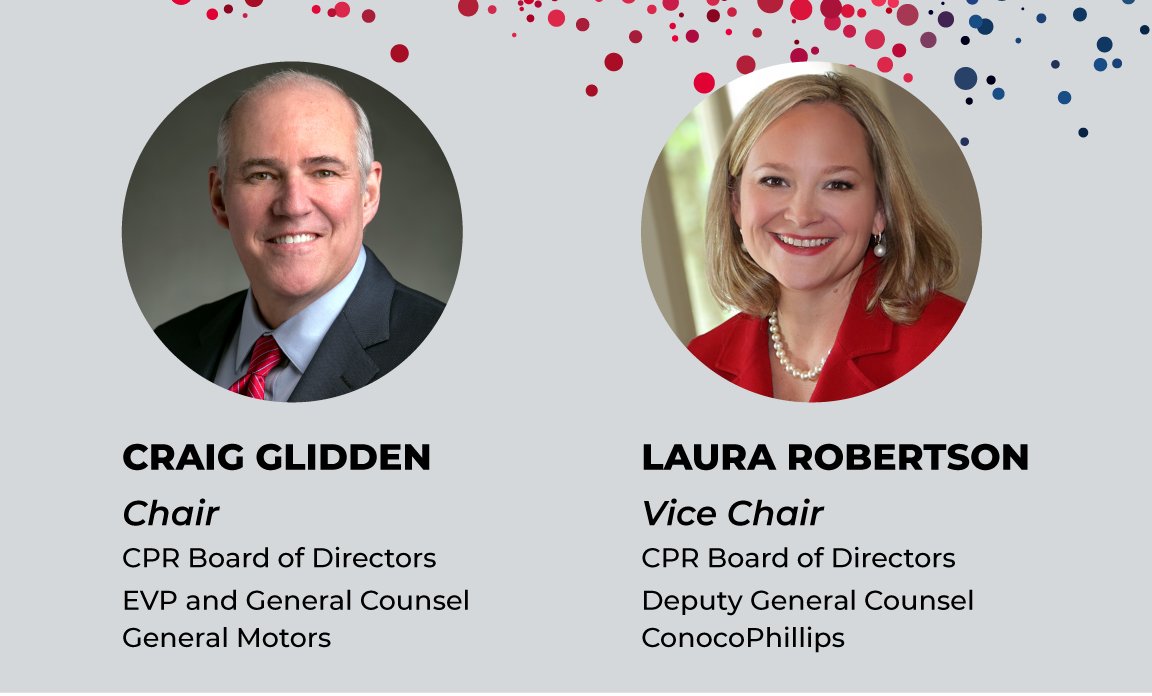 CPR_Institute's tweet photo. Thrilled to announce that Craig Glidden of @GM and Laura Robertson of @conocophillips are new chair and vice chair, respectively, of CPR Board of Directors. We look forward to their leadership and greatly appreciate their service. https://t.co/PIYhzZlAfG
#LessConflictMorePurpose https://t.co/Lz7CUSVWZA