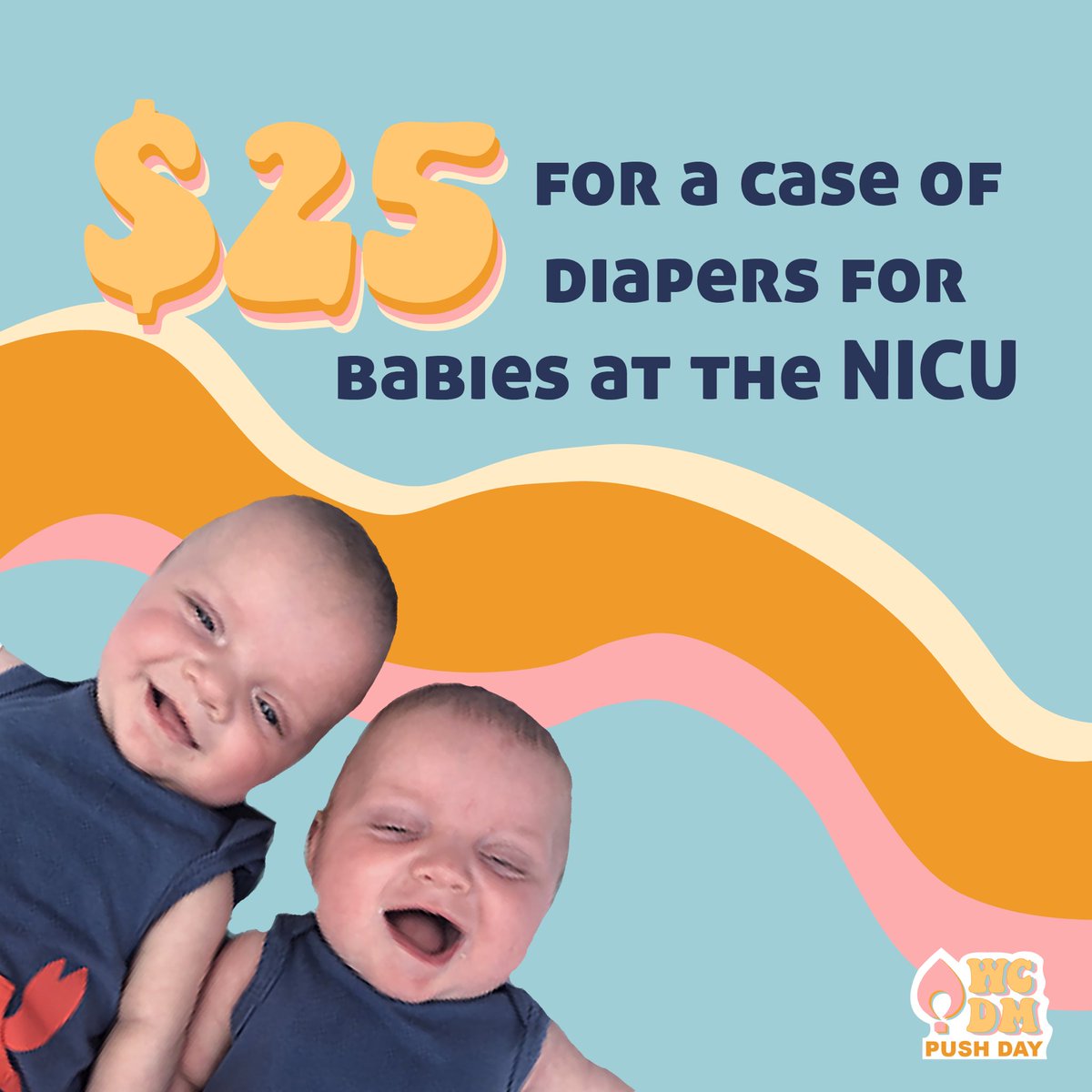 Time for another challenge! We challenge you to fundraise $25 during this hour as it cost $25 on a a case of diapers for babies staying in the NICU! #GroovinOurWayTo40K