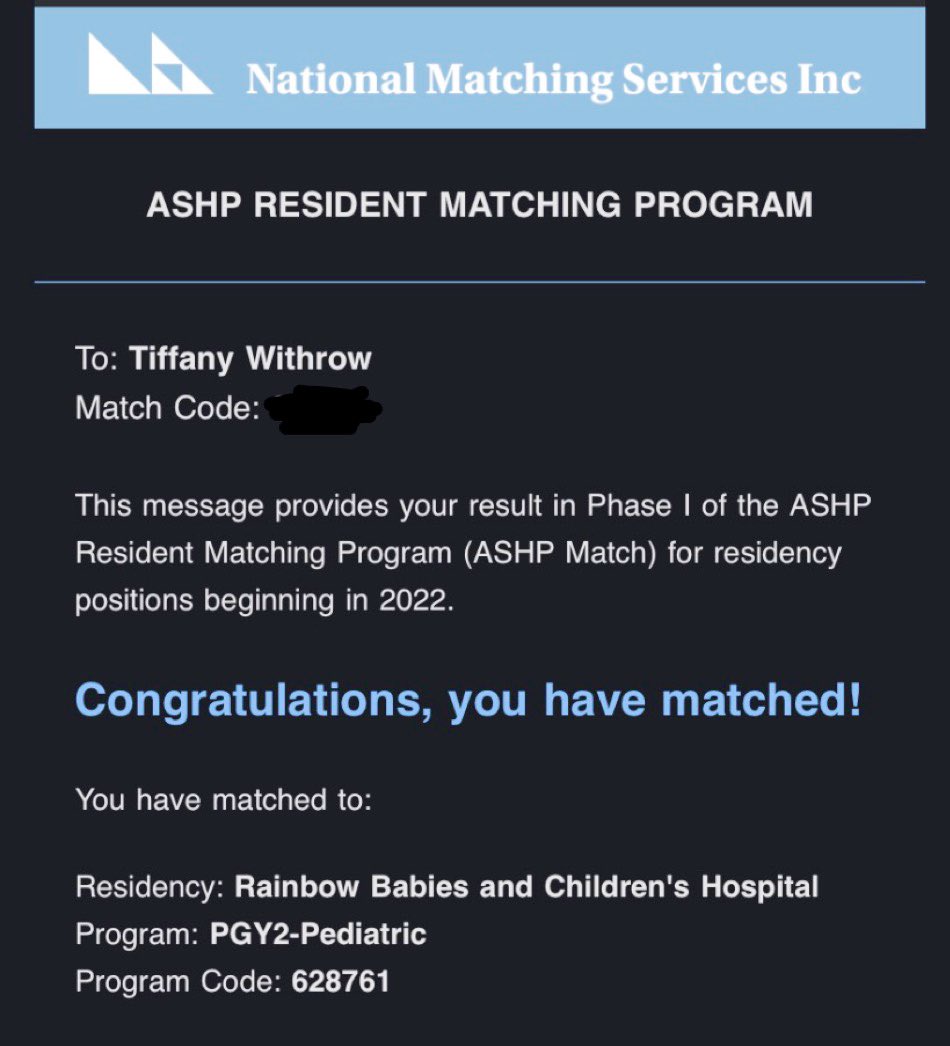 TiffanyJune14's tweet photo. Super excited to have matched with @rbcresidencyrx 🌈❤️ Happy to have my dream of being a pediatric pharmacist become reality! https://t.co/Yd7WCNRoaM