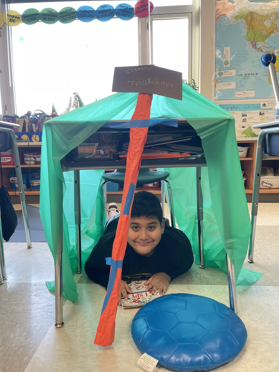 ExcELLinthird's tweet photo. Camp Spark was in-tents this week! Students built reading tents, read campfire stories, practiced foundational math skills, and ended with a campfire s’more 🏕 🍫 📚 https://t.co/uK0vuEjYwA