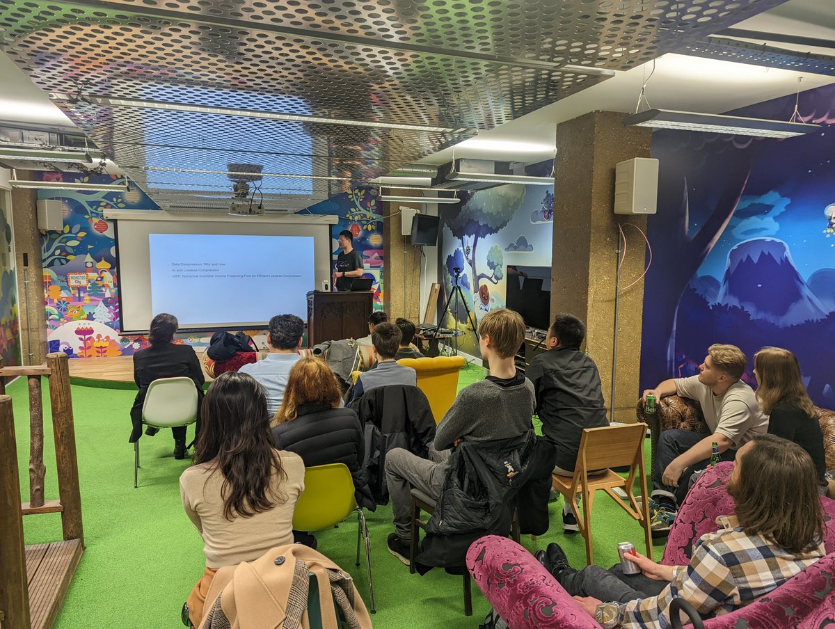 We're starting our first in-person event with Chen Zhang, talking about a Deep Learning Approach to Data Compression