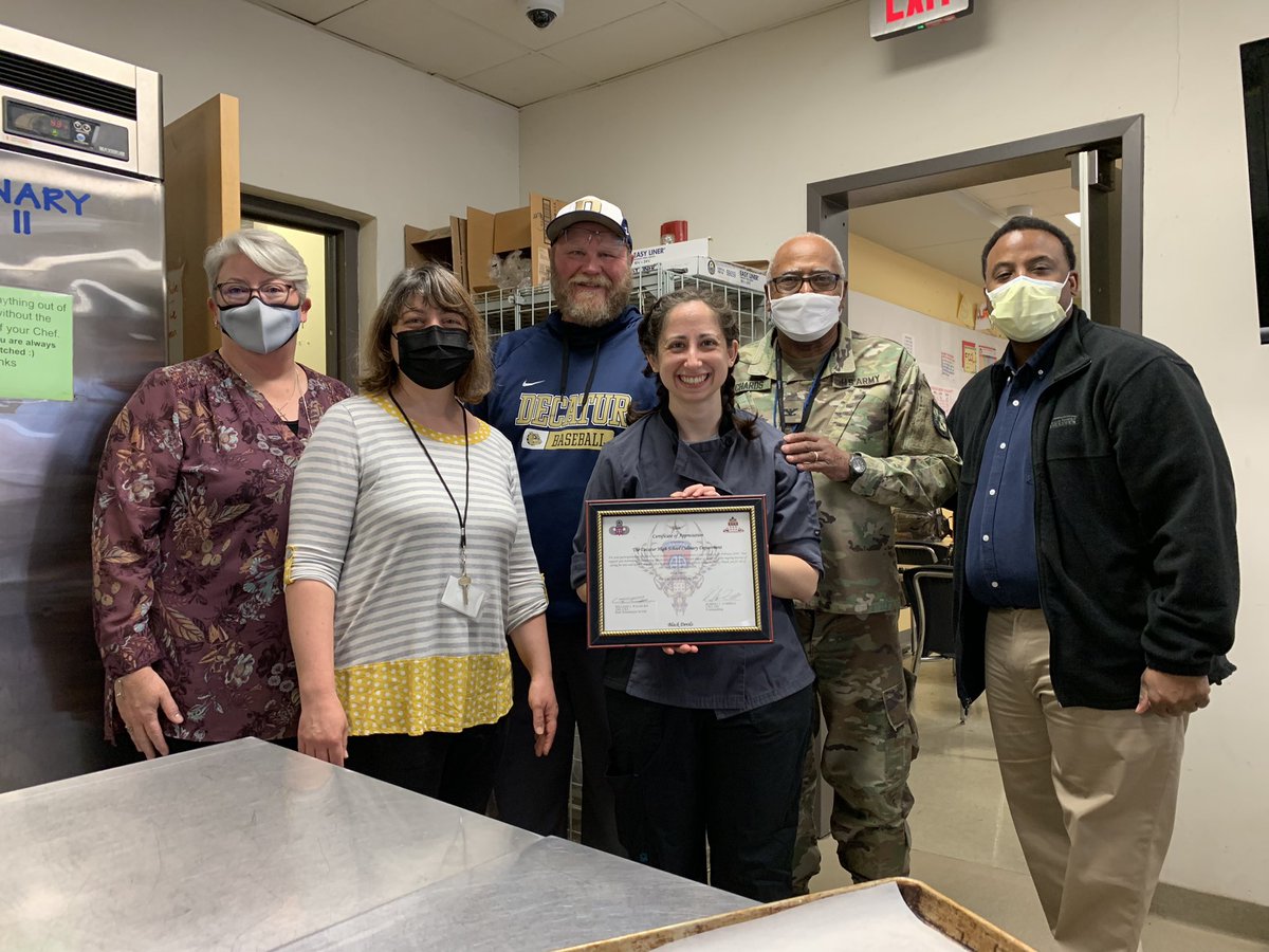 CareerDecatur's tweet image. DCA Culinary Arts receives a certificate from the US Army @ Ft. Bragg, NC. vimeo.com/688938594