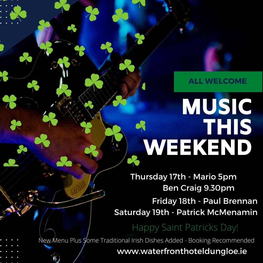 waterfront1234's tweet photo. Music from 5pm this St Patricks Day, some exciting Irish Cocktails to try and an Irish Themed Menu. Only 2 rooms remaining @ €99BB overnight per couple, we are almost booked out for a lunch &amp; dinner, don't be disappointed, call us now to book 074 95 22 444☘️☘️ https://t.co/X8sO1TvM6N