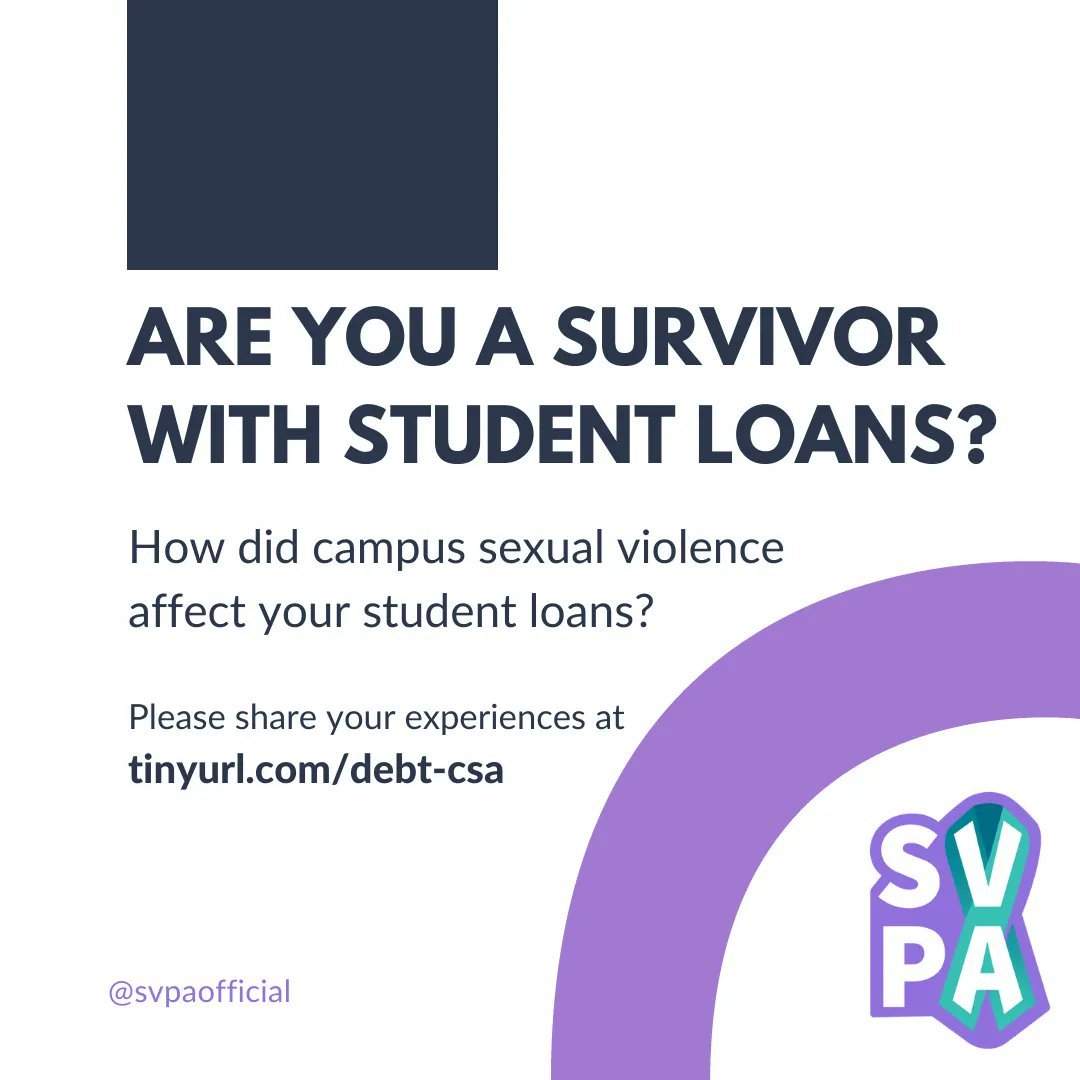 SVPAOfficial's tweet photo. ➡️ ➡️ How did campus sexual violence affect your student loans?

Please share your experiences at: https://t.co/osxOXBd8QG #StudentLoans #KnowYourIX #TitleIX #PreventSexualAssault #CampusSexualAssault https://t.co/tMv65TL0Nv https://t.co/yuTwUBAFhP