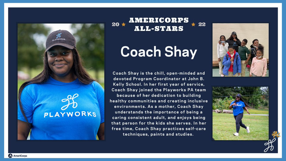 Here's a little #WednesdayWisdom from Coach Shay. "What keeps me motivated to serve is the kids. I know they really enjoy being with me everyday and I enjoy being there too." Thank you Coach Shay for the care and dedication you give to your service! #WeAreAmeriCorps #Playworks