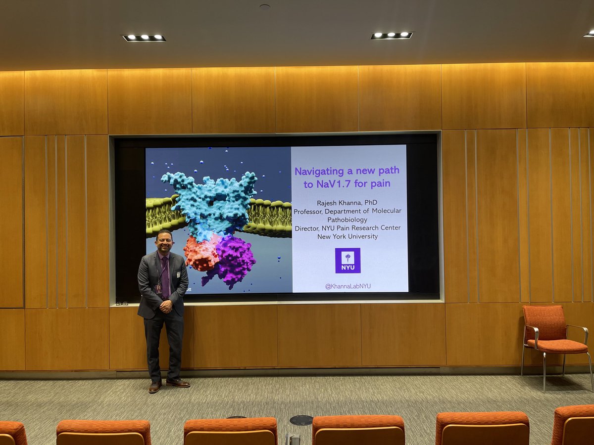 KhannaLabUF's tweet photo. 1st IRL talk in > a year done ⁦@nyulangone⁩, hosted by the Neuroscience Institute housed in this gorgeous building 😍
Thanks Prof. Tsien for the intro &amp;  faculty &amp; students for probing❓
Stay tuned for more on #Nav1.7 in #chronicpain from ⁦@KhannaLabNYU at #NYUPRC https://t.co/JZjgkVHV3R