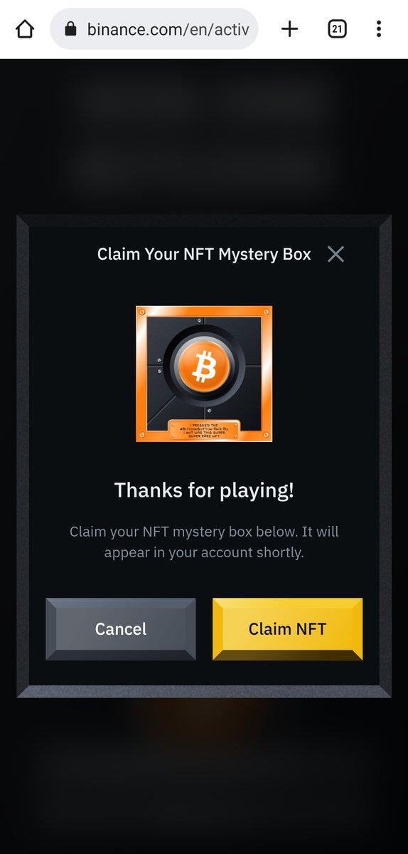 A_RodF27's tweet photo. Thanks @binance for the gitf, always thinking to the users #Binance #BitcoinButton #Bitcoin 
@BinanceUS @binance @BinanceES https://t.co/QV07fK6k2y