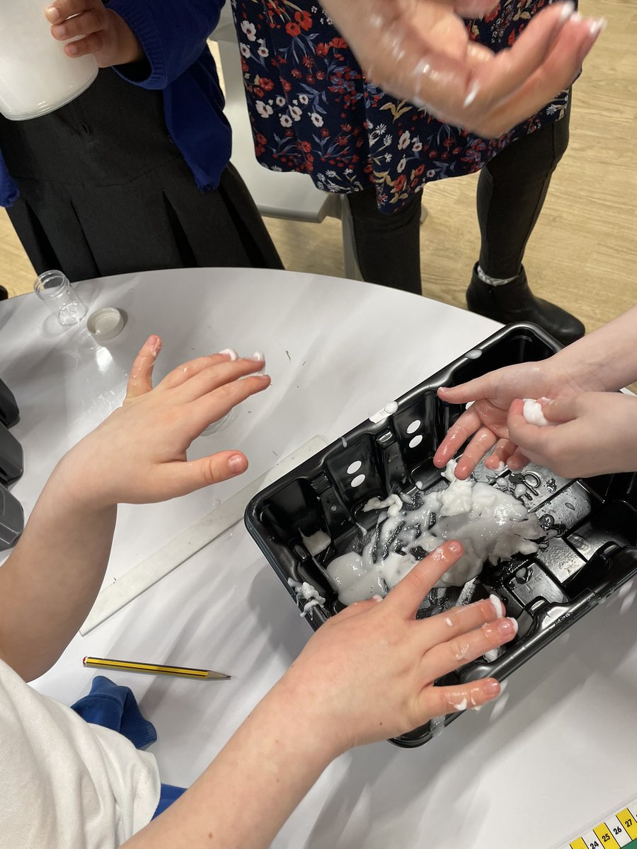 Hello everyone. Your child may be a little more sticky tonight -  we’ve been making slime! Don’t worry it’s only pva glue. <a href="/STEM_Edin/">STEM Edinburgh</a>
