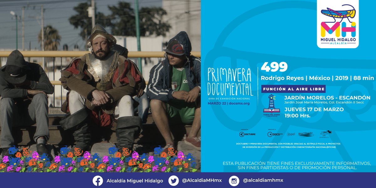 AlcaldiaMHmx's tweet photo. Te invitamos a ser parte de una tarde de cine documental en una función al aire libre, con el apoyo de @DocsMX.

📆MAÑANA 17 de marzo
🕖19:00 Hrs.
📍Jardín Morelos, Col. Escandón. https://t.co/GNPDCLWdag