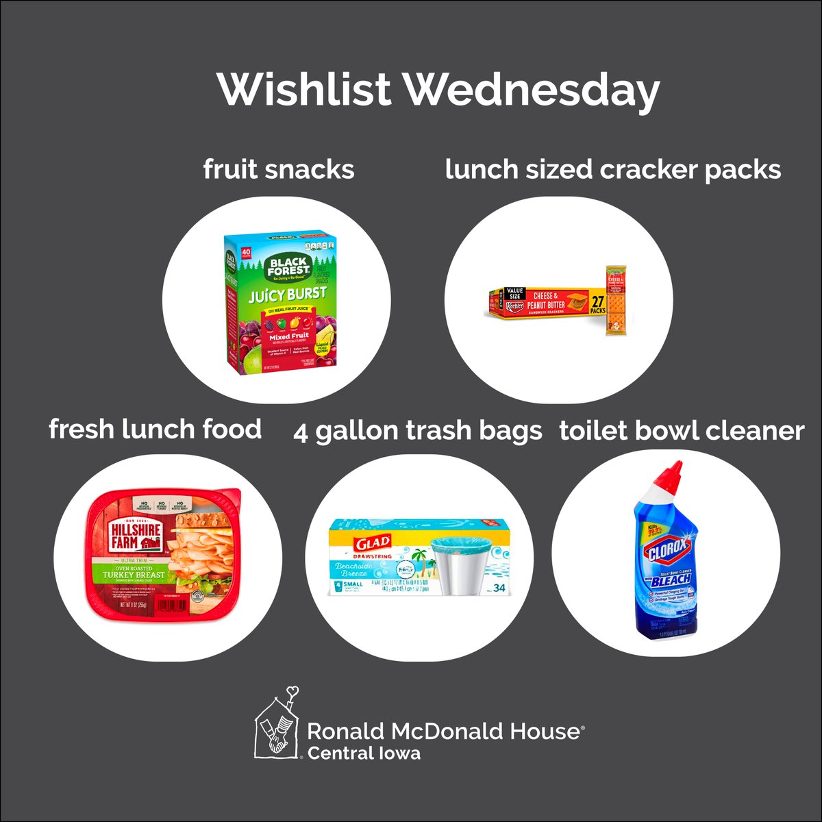It's #WishlistWednesday! Donations can be dropped off Sunday - Monday, 8am - 8pm. Thank you!