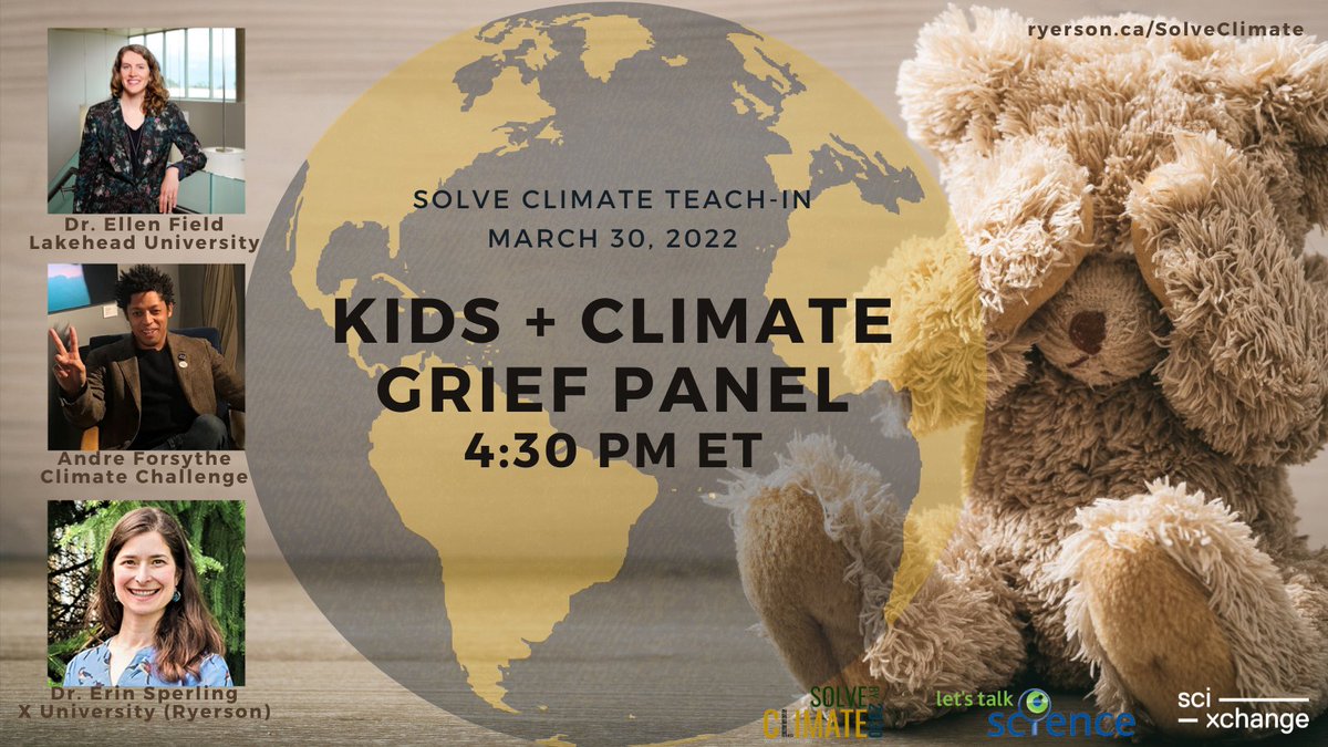 Curious about how youth deal with the climate crisis? 

Many people, not just young people, experience mental health impacts due to climate change.

Join our discussion about climate grief on Mar. 30, 4:30pm ET. eventbrite.ca/e/toronto-solv…

#ClimateCrisis #ClimateGrief #EcoAnxiety