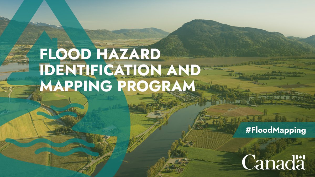 NRCan's tweet photo. #DYK the Flood Hazard Identification and Mapping Program, in collaboration with provinces and territories, creates flood hazard maps for higher-risk areas throughout Canada? https://t.co/Z8WC0XqFLG