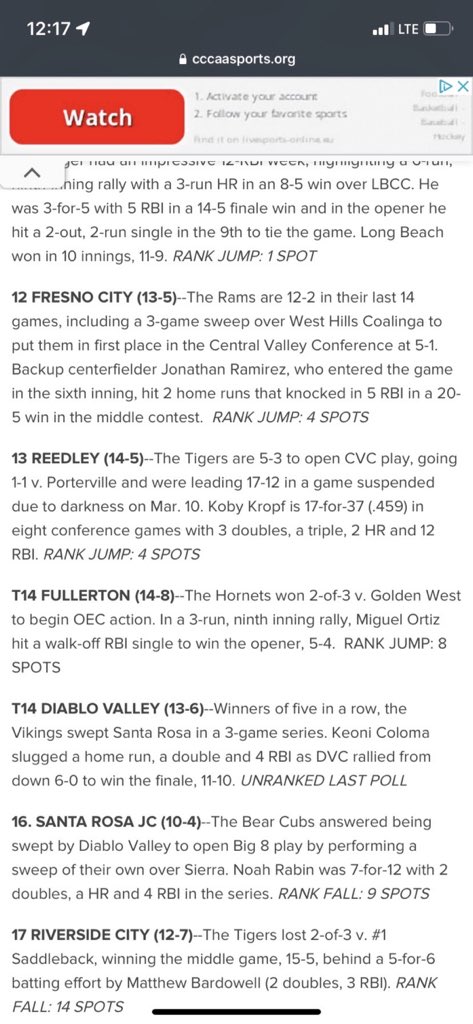 DVCVikesBSB's tweet photo. The DVC Vikings Baseball team is ranked 14 https://t.co/2rnJOr2YXR