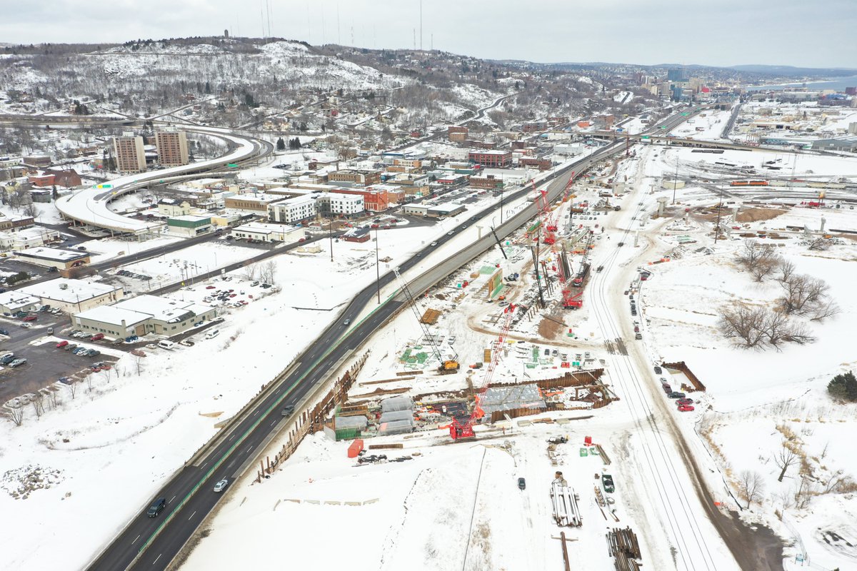 AlliantInc's tweet photo. Thank you to all who attended NCITEโs March Section Meeting on Twin Ports Interchange. Nicole Wilson, PE and Brett Burfeind, P.E. did an incredible job diving into the complex construction staging, traffic control, and MOT of this project.
Drone photo courtesy of MnDOT
#NCITE https://t.co/4WjpQ96u1J