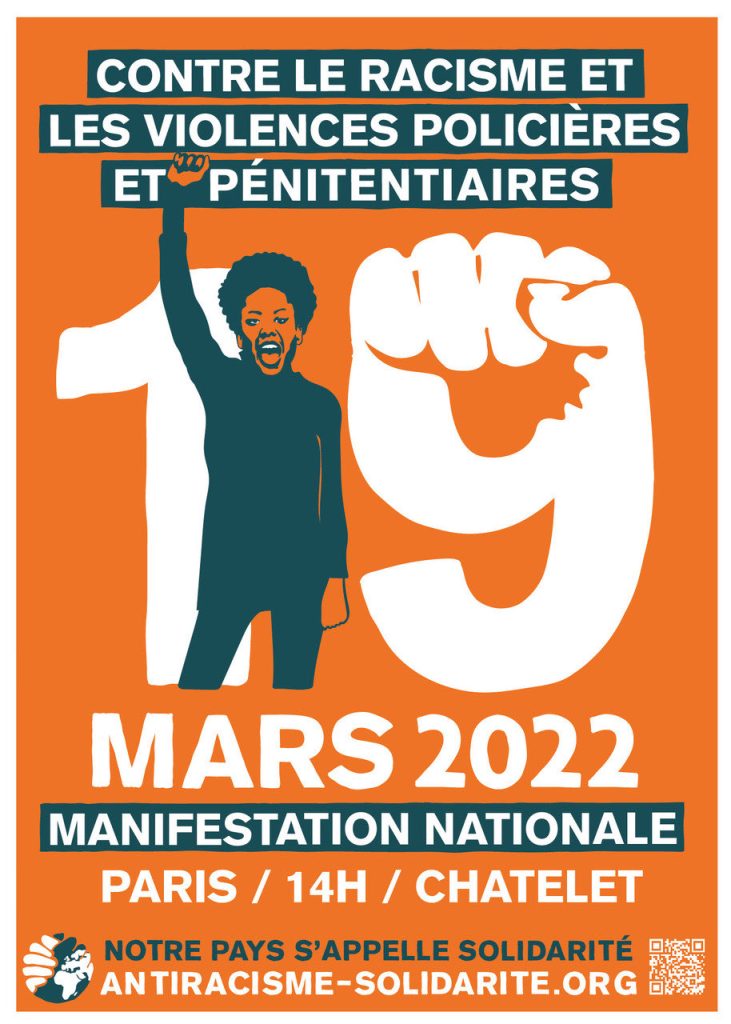 SolidairesV's tweet photo. ✊🏿[ MANIFESTATION SAMEDI 19/03 14H CHÂTELET]✊🏿
CONTACTEZ NOUS SI VOUS VOULEZ VENIR ! 
Venez https://t.co/M91EreoXp7 marcher contre le racisme, les violences policières et pénitentiaires.
Pour arrêter de reculer face aux racistes et aux fascistes ! @CampSolidarite https://t.co/DfS2h1a4IF