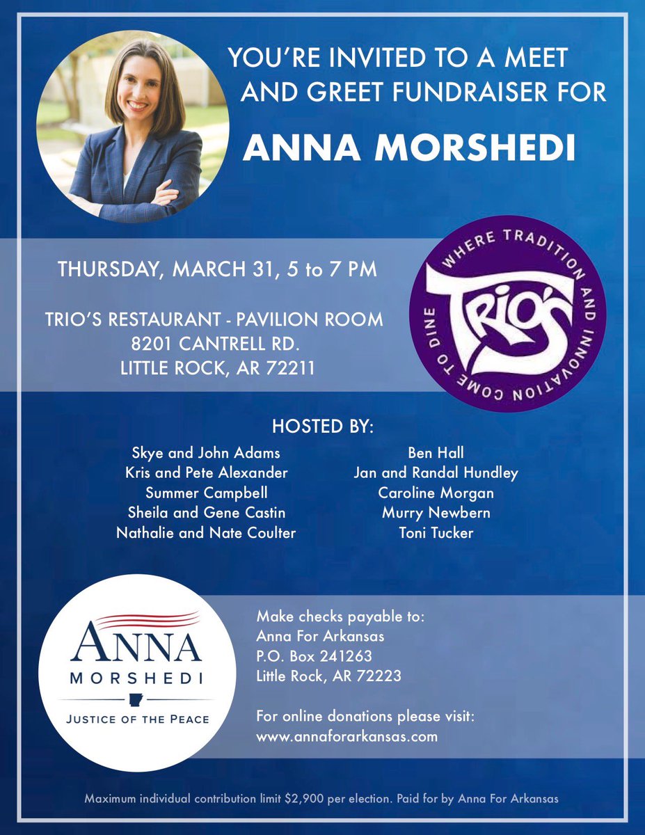 benjamincody_'s tweet image. So pumped my friend &amp;amp; fellow @MomsDemand vol @AnnaMorshedi decided to #runforsomething

If you’re local to central Arkansas, please swing by this event on 3/31. If you’re not but wanna help elect more #GVP activists to office, please chip in at the link below 💙👊💙