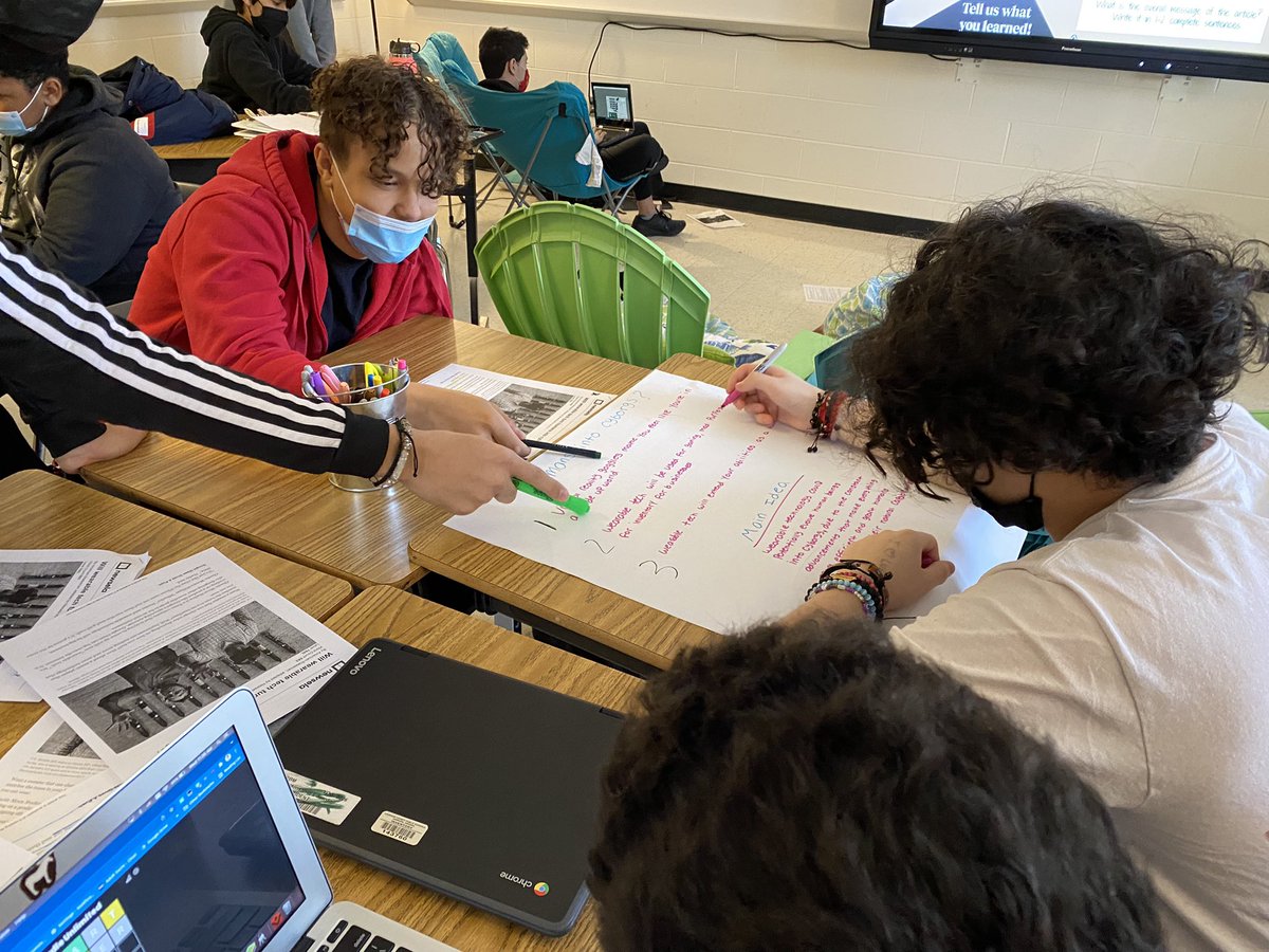 The use of stations led to students summarizing six different nonfiction articles and required effective communication, collaboration, and critical thinking. Thanks for including me in the rotation <a href="/mhuesz/">melanie huesz</a> - I loved seeing it in action! <a href="/RBMS_Official/">River Bend M.S.</a>