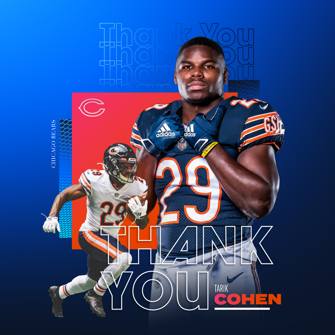 ChicagoBears's tweet photo. Thank you for everything, @TarikCohen. 🙏 https://t.co/McBDVNzyMk
