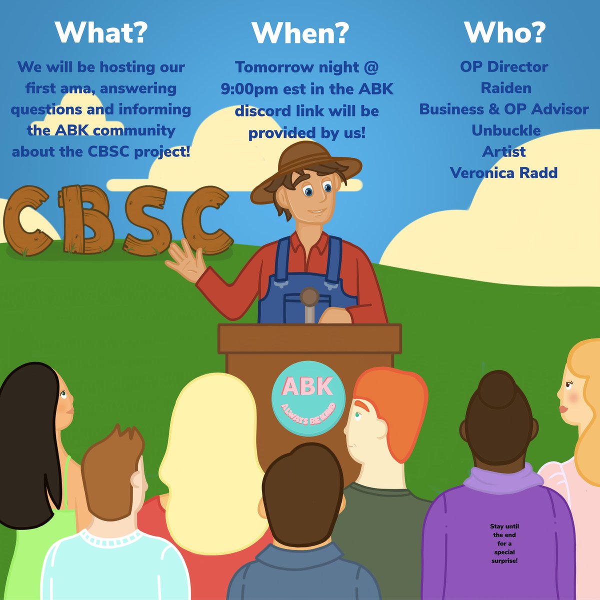 Hiya Farmers! 
We will be hosting our first AMA inside the <a href="/ABKNFTS/">ABK</a> discord channel tomorrow @ 9:00pm est

Make sure to tune in and ask any questions you have in regards to our project 😉 

We have a little surprise at the end for all the attendees 🤫