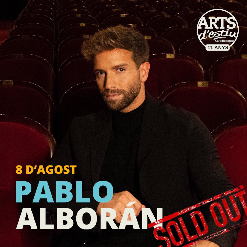 artsdestiu's tweet photo. ❌ SOLD OUT de @pabloalboran! ❌ 

Wow! Heu exhaurit totes les entrades pel concert de Pablo Alborán. 🎫 Amb moltes ganes de veure-us a tots i totes el dia 8 D'AGOST cantant tots els 'temazos' de l'artista! 😍

#ViuArtsdEstiu #CulturaSegura #PinedaDeMar #Live #Estiu2022 #Concert https://t.co/swF4h7GTDl