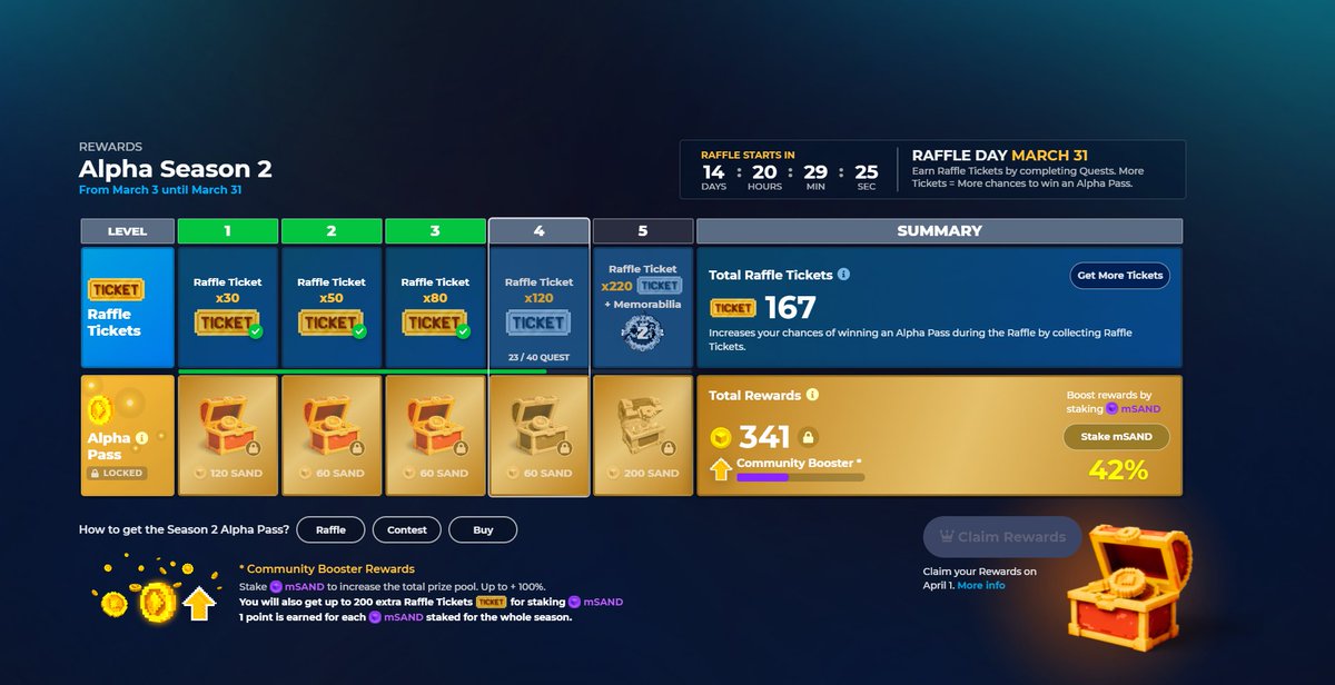Tlax302's tweet photo. @TheSandboxGame I just participated in the daily #SandboxAlphaS2Contest for a chance to earn up to 1,000 $SAND! Starting March 14 -  Show your Raffle Tickets. Check out my screenshot below! 👇 #SandboxAlphaS2 https://t.co/QA29chvUG2