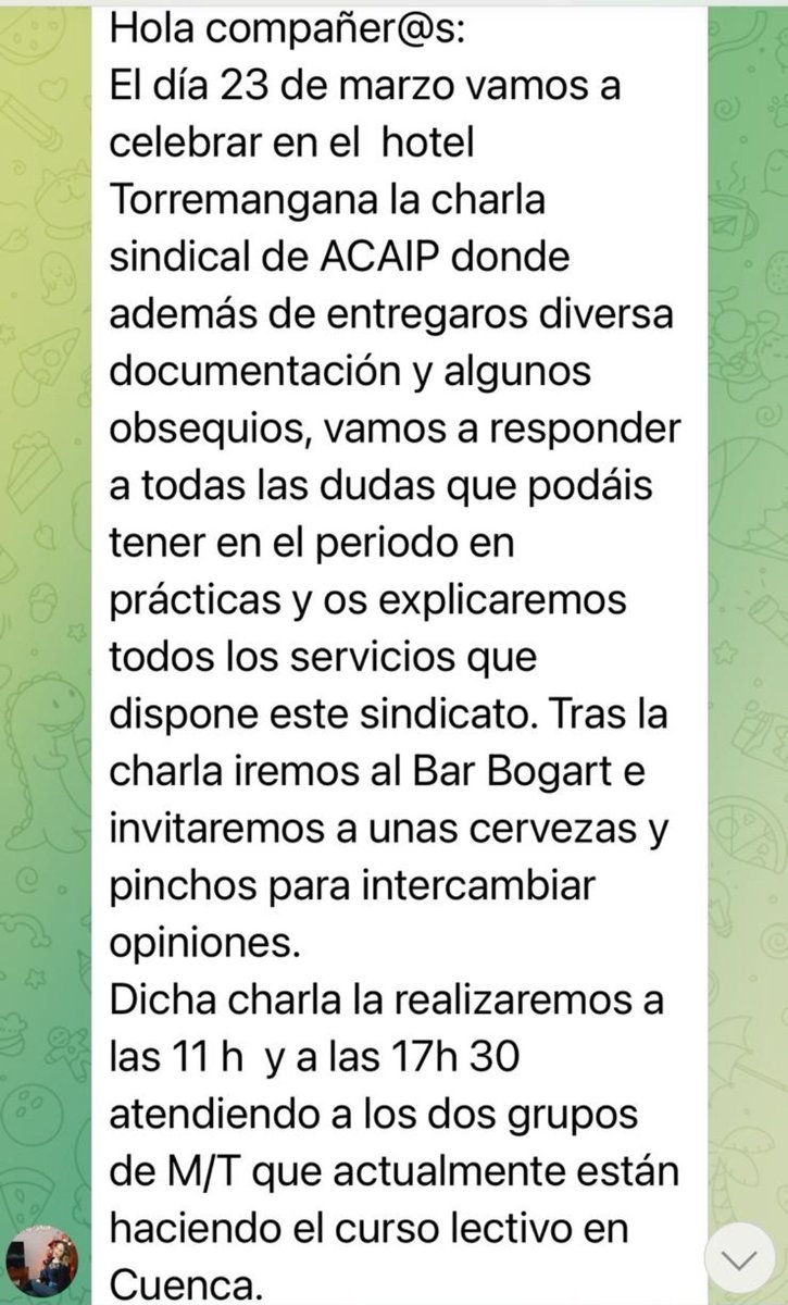 UGT.ACAIP a la caza y captura del incauto práctico al que desplumar, utilizando el casposo truco del pincho de tortilla y caña gratis (cómo en las elecciones sindicales). Si os preguntabas a donde va el dinero de las subvenciones  ahí tenéis la respuesta. 
#sosprisiones