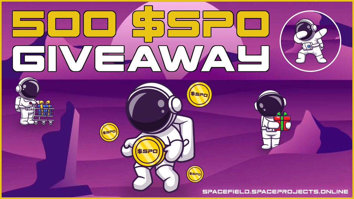 SpaceEcoSystem's tweet image. 🧑‍🚀To celebrate our successful launch, we’re giving away 500 $SPO (5 winners/100 each)

To enter:
1️⃣Like+RT+Follow
2️⃣Tag 2 friends
3️⃣Join our #Telegram
👉t.me/SpaceEcosystem

Winners announcement: Wednesday, March 23

#Crypto #Coin #DeFi #DApp #Giveaway #Contest #Airdrop #BTC