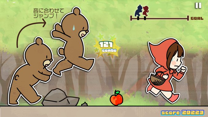 主に「Muse Dash」や「リズム天国」にインスパイアを受けました。
操作は1つボタンを押すだけ、ライトユーザー向けのかわいい音ゲーというイメージです。
 #デザニメUIチャレンジ

@design_anime_lb 