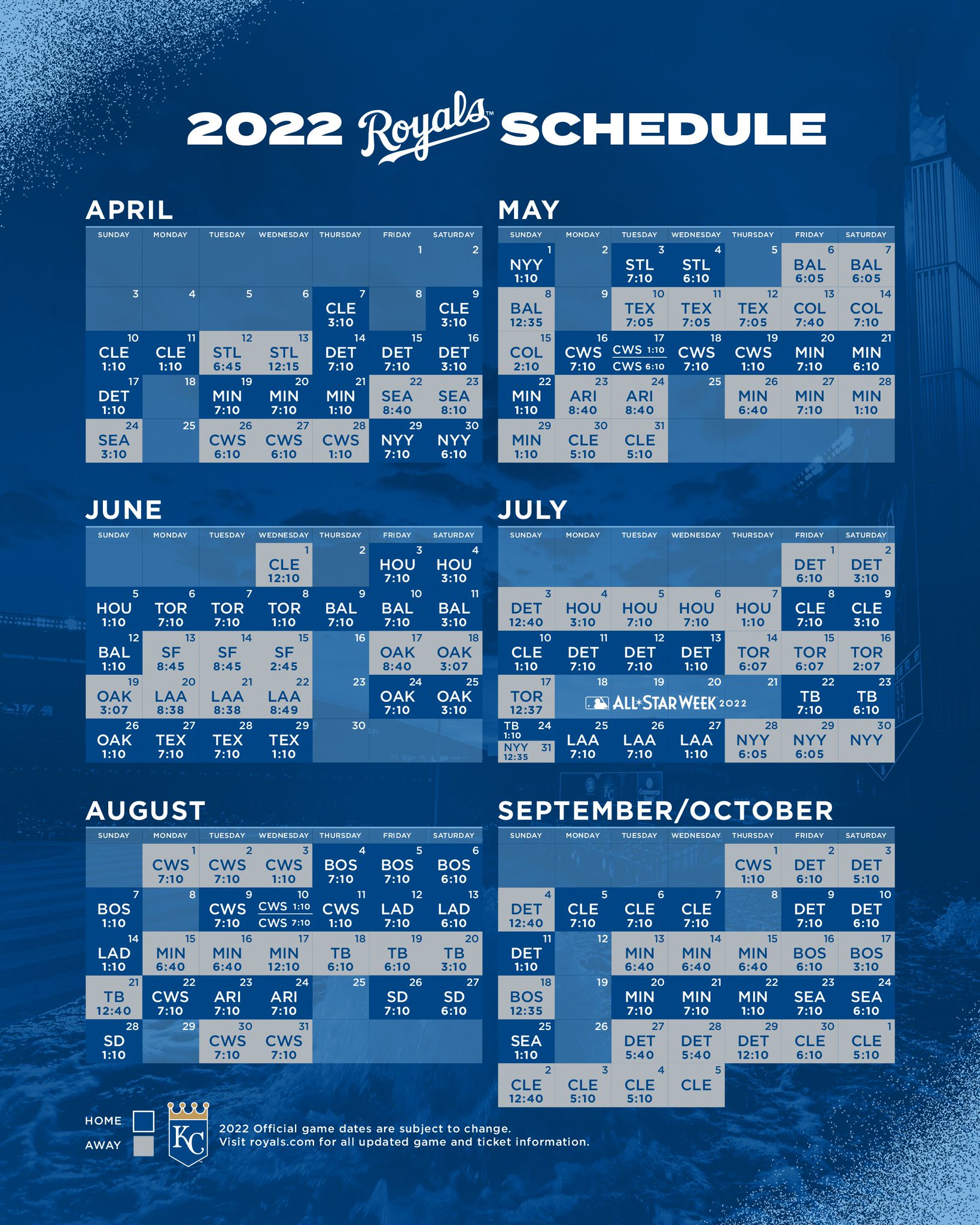 Kansas City Royals on Twitter "Your first look at the revised schedule