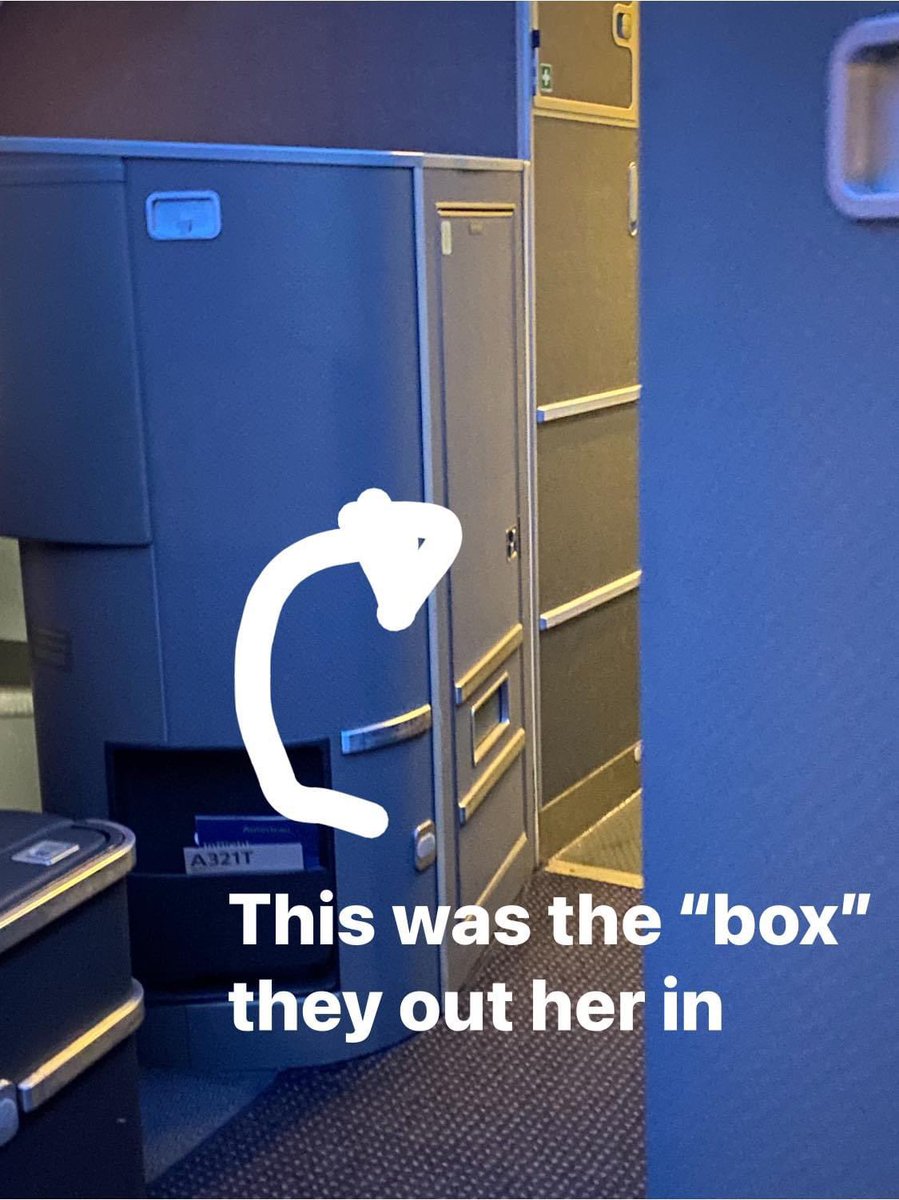 oskiff's tweet photo. @AmericanAir How is putting her in here safe? It frightened her, scared her so much she had peed herself. Why do you think putting a baby in this box is safe for her and me? https://t.co/gw7d8Bn27B