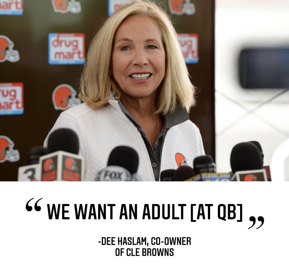 MsShondaBrown's tweet photo. The #Browns and #Baker Mayfield will “break up”, regardless of #DeShaun Watson signing.

Dee Haslam, Co-Owner of the Cleveland Browns, had choice words on Baker. https://t.co/m9mXYdepIV