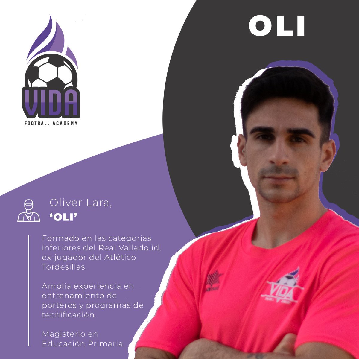 VIDAcademyF's tweet photo. ENTRENADOR | Pocos hay mejores en Valladolid para enseñar a nuestros pequeños guardametas el amor por unos guantes y el trabajo que hay detrás.

Con pasado blanquivioleta y muchas horas bajo palos, ¡bienvenido, @OliverLara10! 🧤⚽

#FutbolEsVIDA #footballacademy #ADNvida 🟣⚫️⚪ https://t.co/YDdktRwh0y