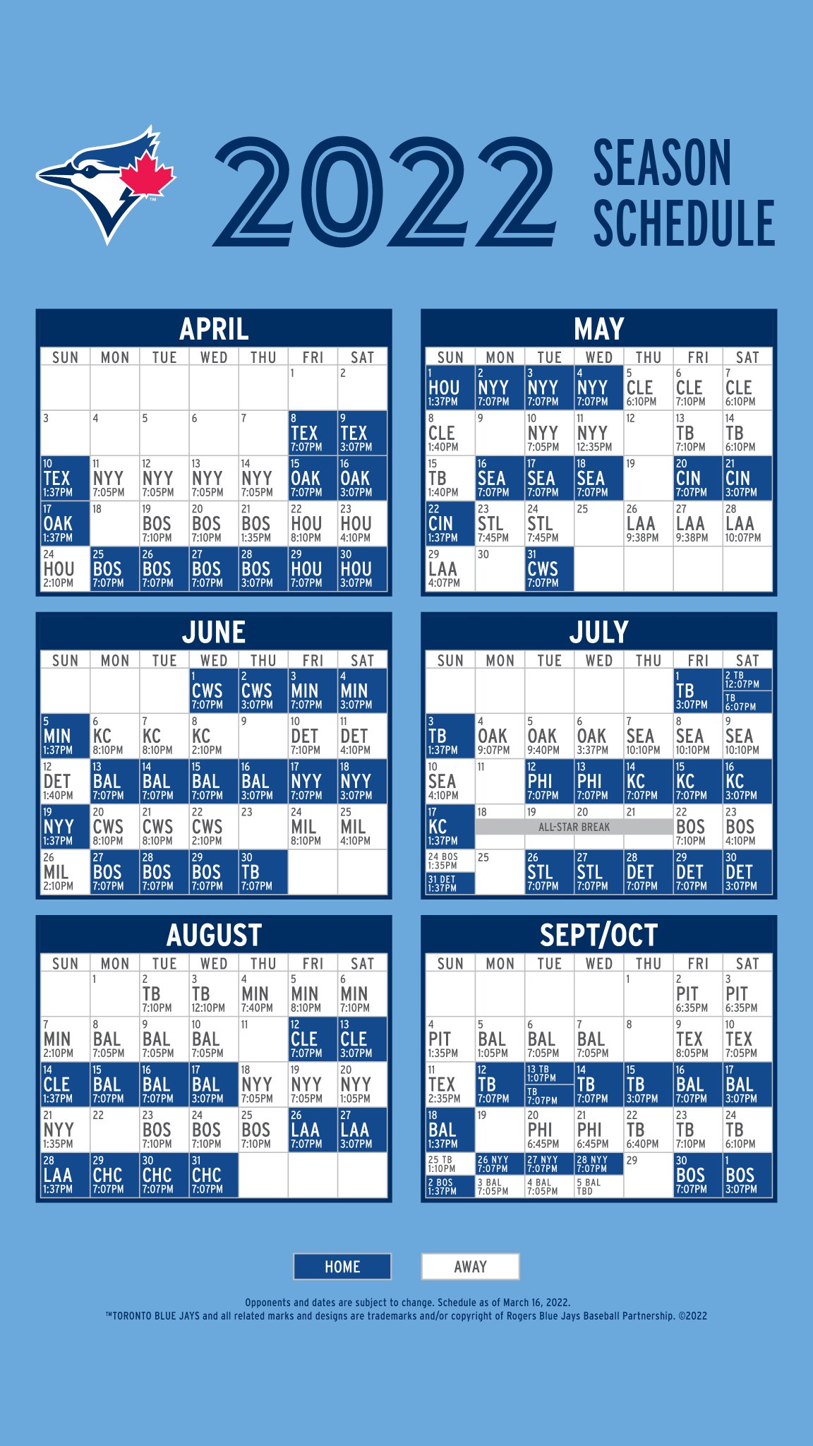 Toronto Blue Jays Presenting Our Updated 22 Schedule Wallpaper See You At The Ballpark T Co U8nonp3gxe T Co 0i4qefjhg6 Twitter