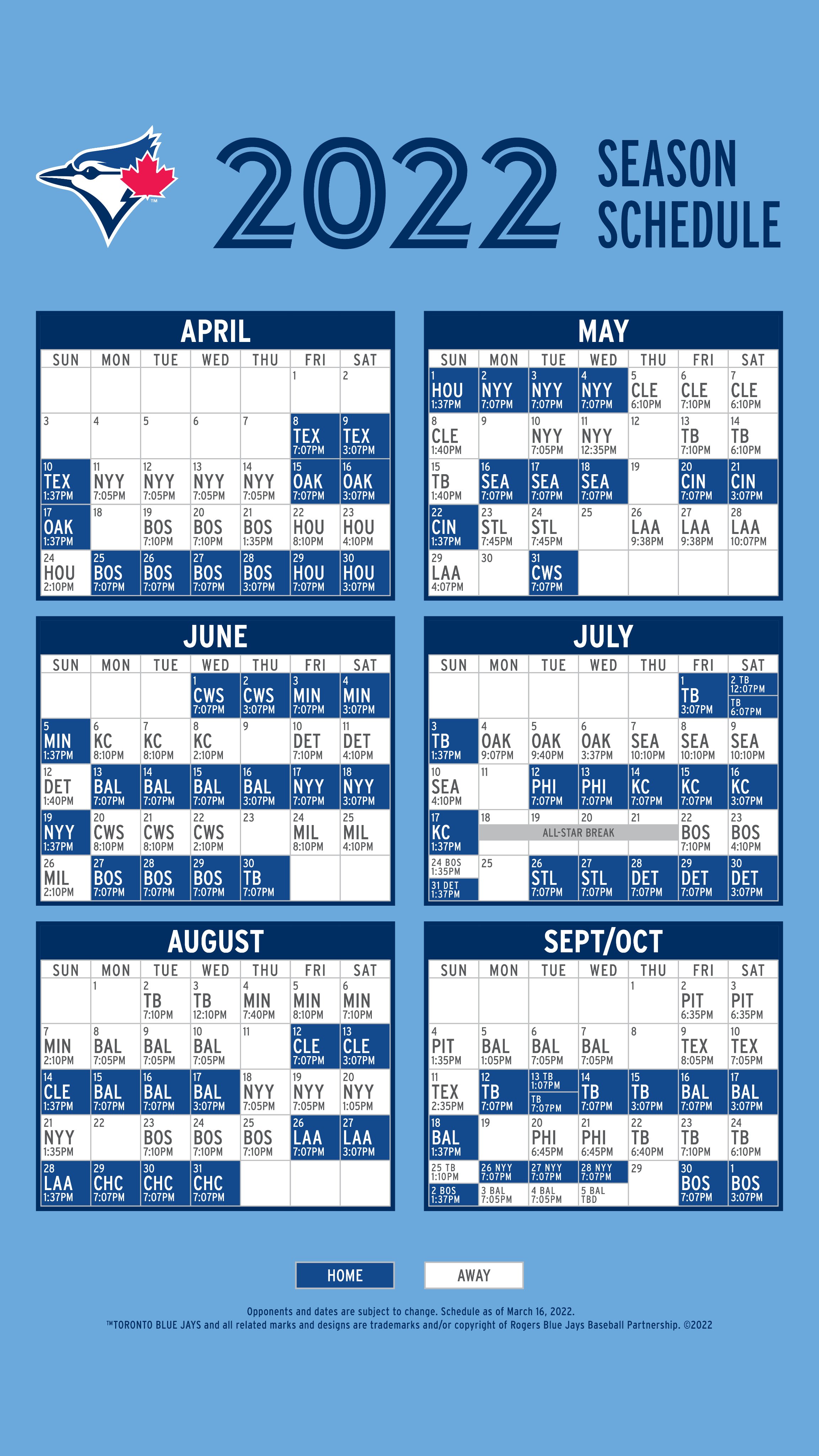 Toronto Blue Jays on Twitter "Presenting our updated 2022 schedule