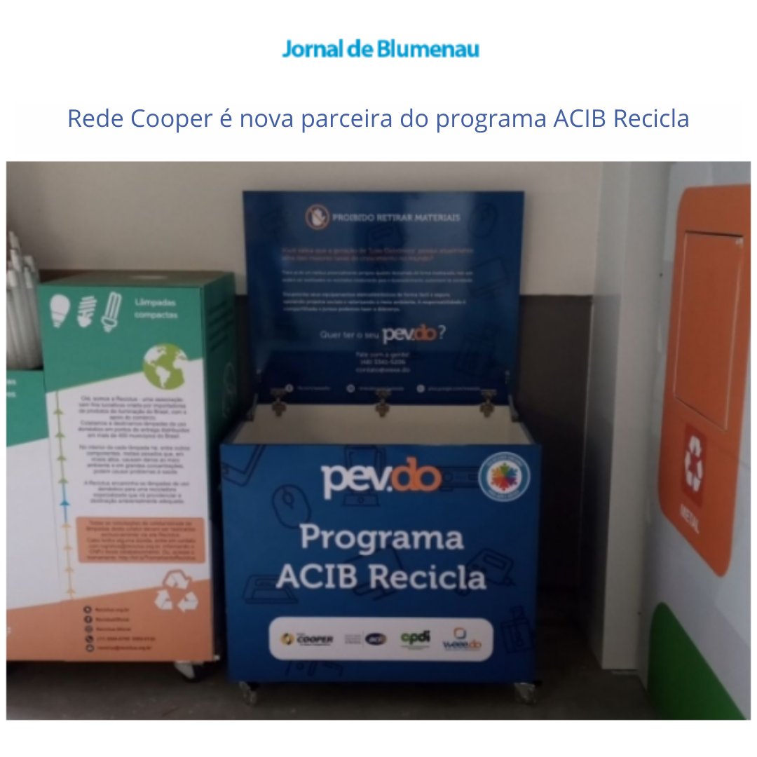Acib File Rede Cooper é nova parceira do programa ACIB Recicla. Saiba mais: https ...