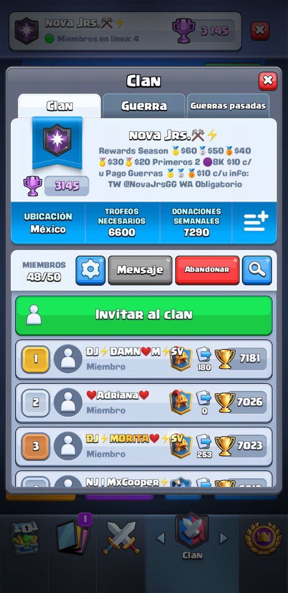 Este Domingo que viene cerramos ingresos para participar por las recompensas del clan, si gustas participar por estas aun estas en tiempo de mandar MD y pedir link para ingresar.
Suerte a todos....